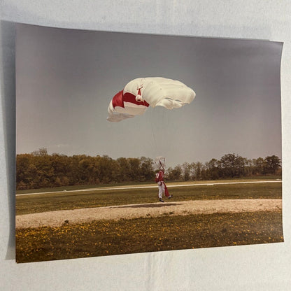 Vintage Skydiving Parachute Photo Large Format Aviation Photograph 1970s-80s