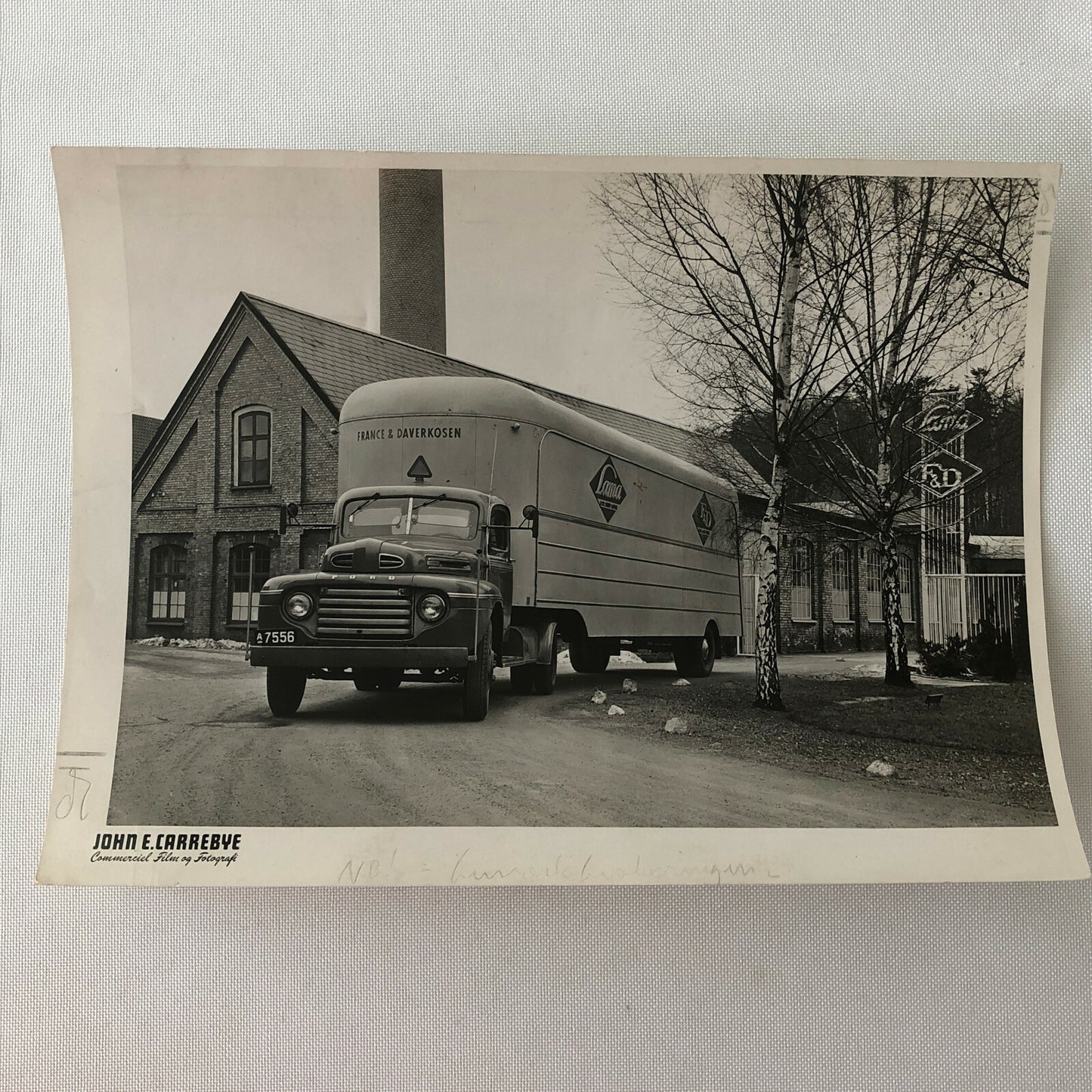 Vintage Photo Photograph of a Ford Truck and Trailer - Denmark ? 