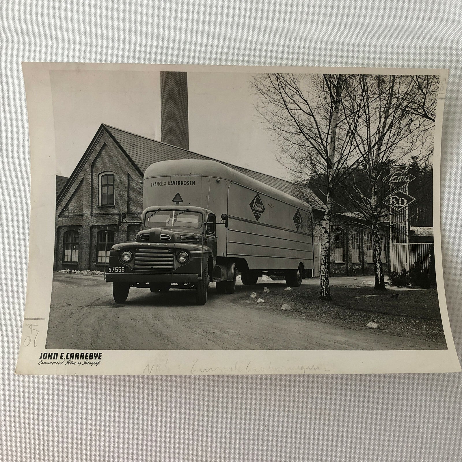 Vintage Photo Photograph of a Ford Truck and Trailer - Denmark ? 