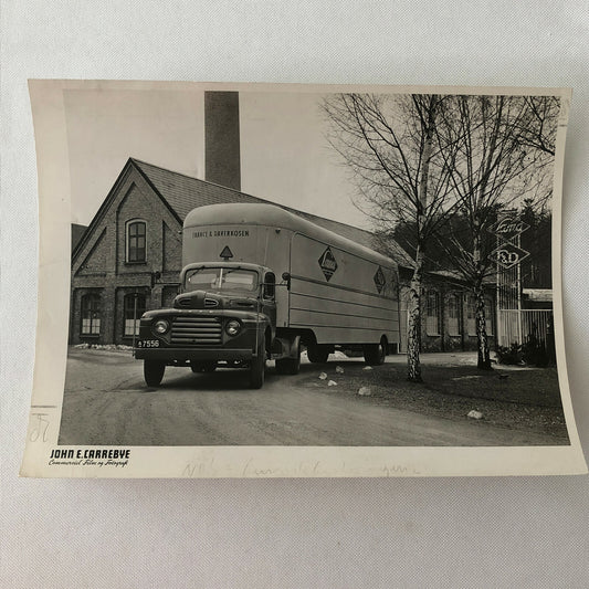 Vintage Photo Photograph of a Ford Truck and Trailer - Denmark ? 