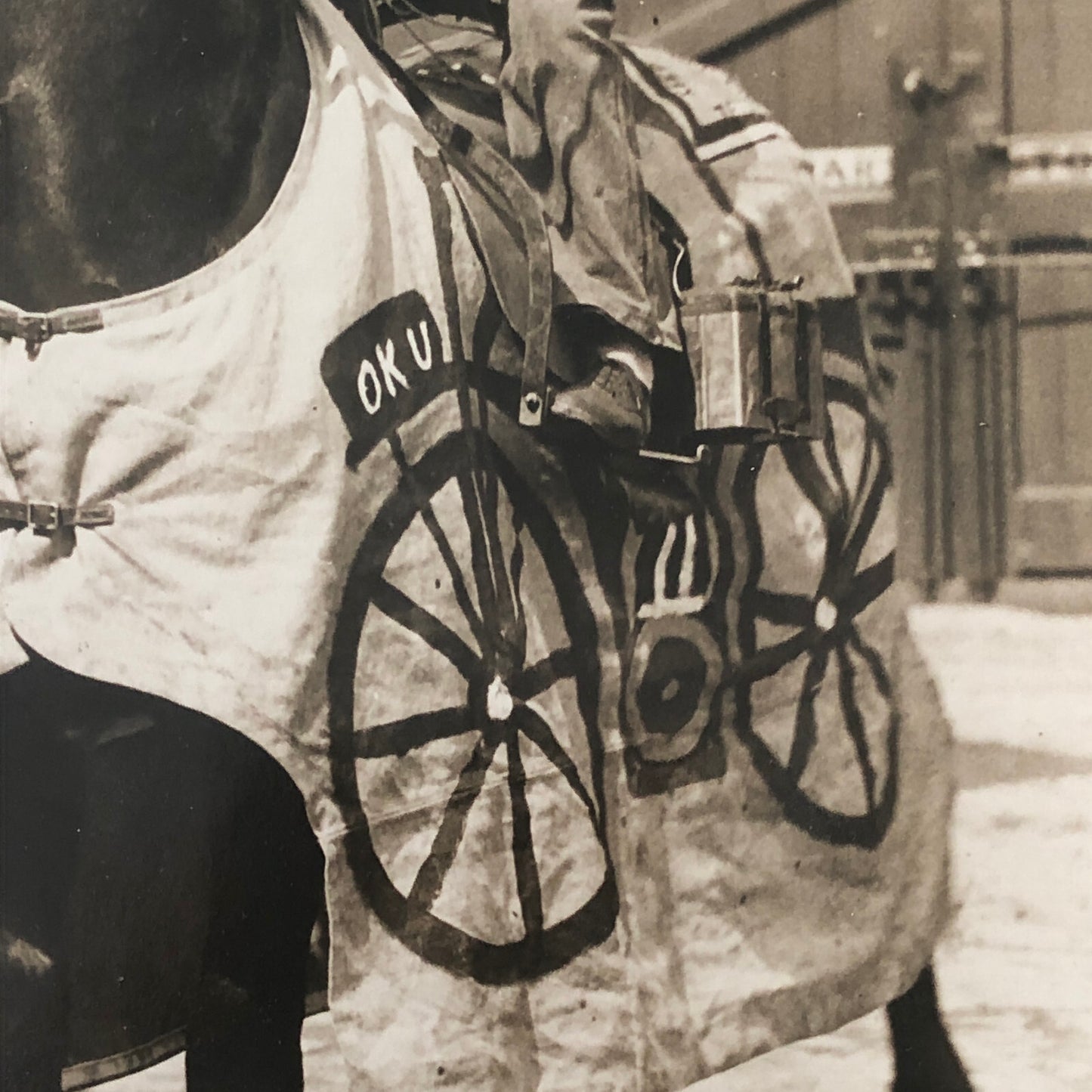 Press Photo Photograph Horse Dressed as Motorcycle Bike London News Agency 1933