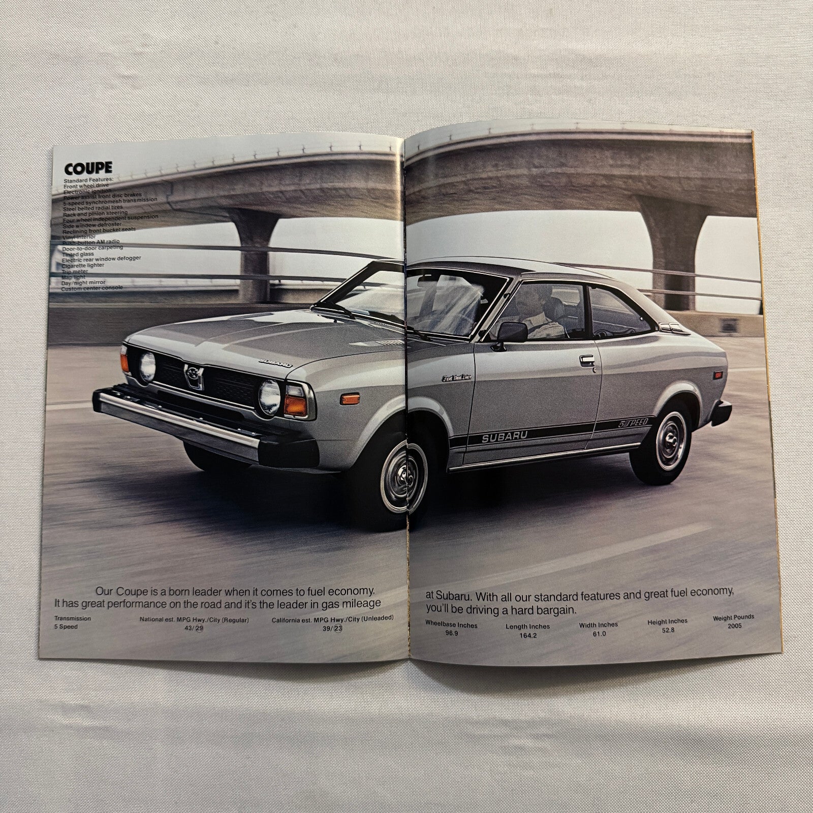 Vintage Subaru Car Sales Brochure Catalog Brat DL GF Coupe Sedan Station Wagon