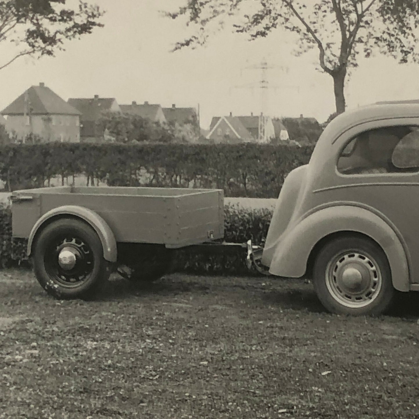 Vintage Ford Anglia Car with Trailer Photo Photograph Lot of 2 - Denmark ?
