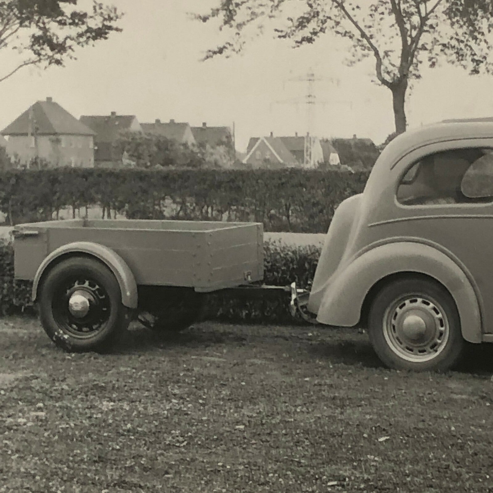 Vintage Ford Anglia Car with Trailer Photo Photograph Lot of 2 - Denmark ?