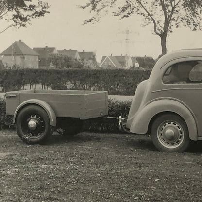 Vintage Ford Anglia Car with Trailer Photo Photograph Lot of 2 - Denmark ?