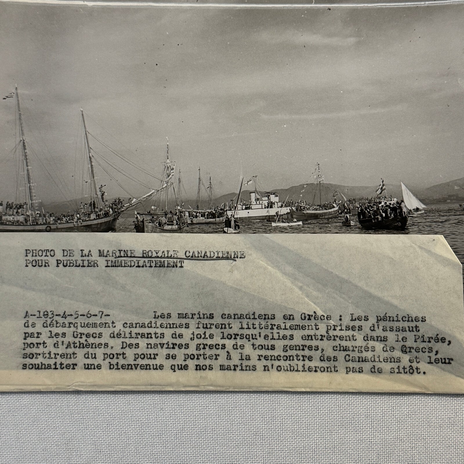 Vintage Royal Canadian Navy Ship Photograph Photo HMCS Saguenay Boat