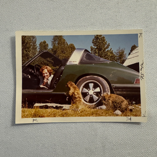 Vintage Photo Photograph Snapshot Porsche 911 Woman Animals