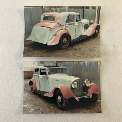 Vintage 1934 Bentley 3 1/2 Litre Barn Find Car Photo Photograph Print Lot of 2 