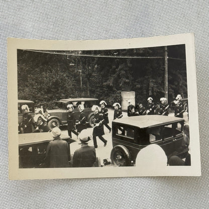Vintage Car Photo Photograph Print People in Uniform with Automobiles Military