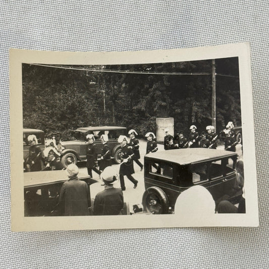 Vintage Car Photo Photograph Print People in Uniform with Automobiles Military