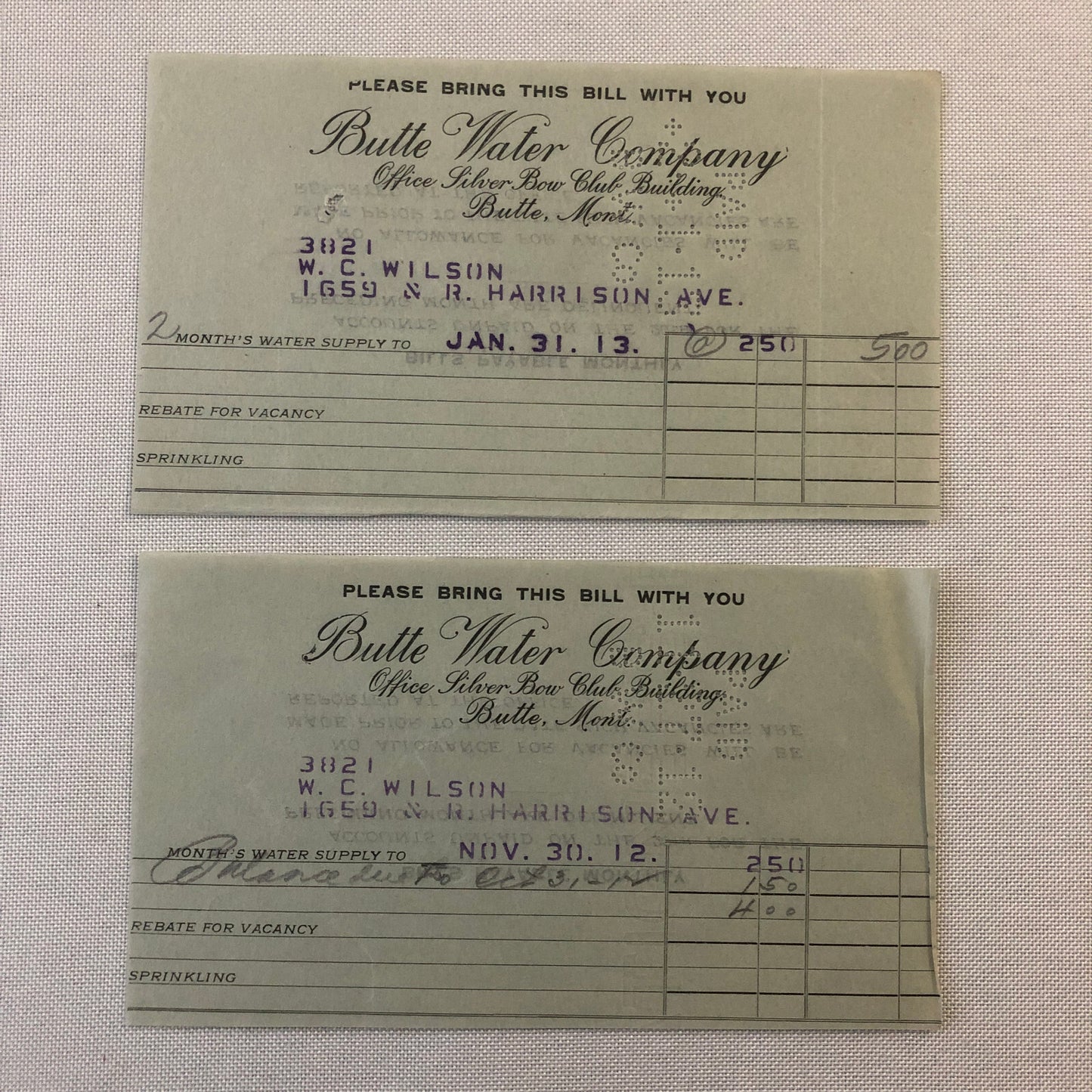 Butte Water Company Butte Montana Newspaper Document Ephemera Lot 9x 1910s
