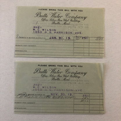 Butte Water Company Butte Montana Newspaper Document Ephemera Lot 9x 1910s