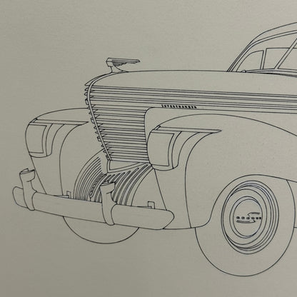 1938 Graham Six Sedan Automobile Car Illustration Art Drawing Hand Drawn