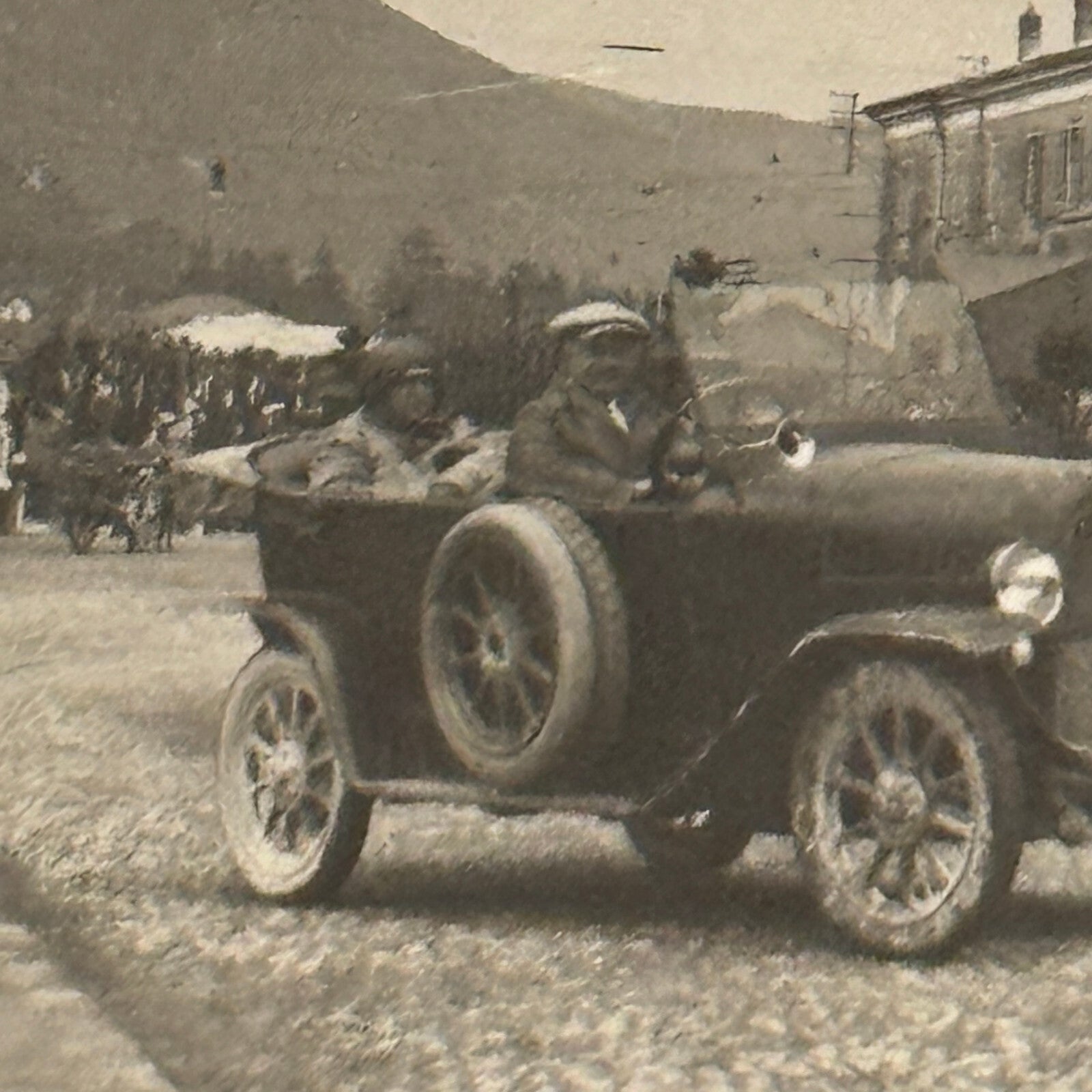 Vintage Photo Photograph Print Antique Car Statue