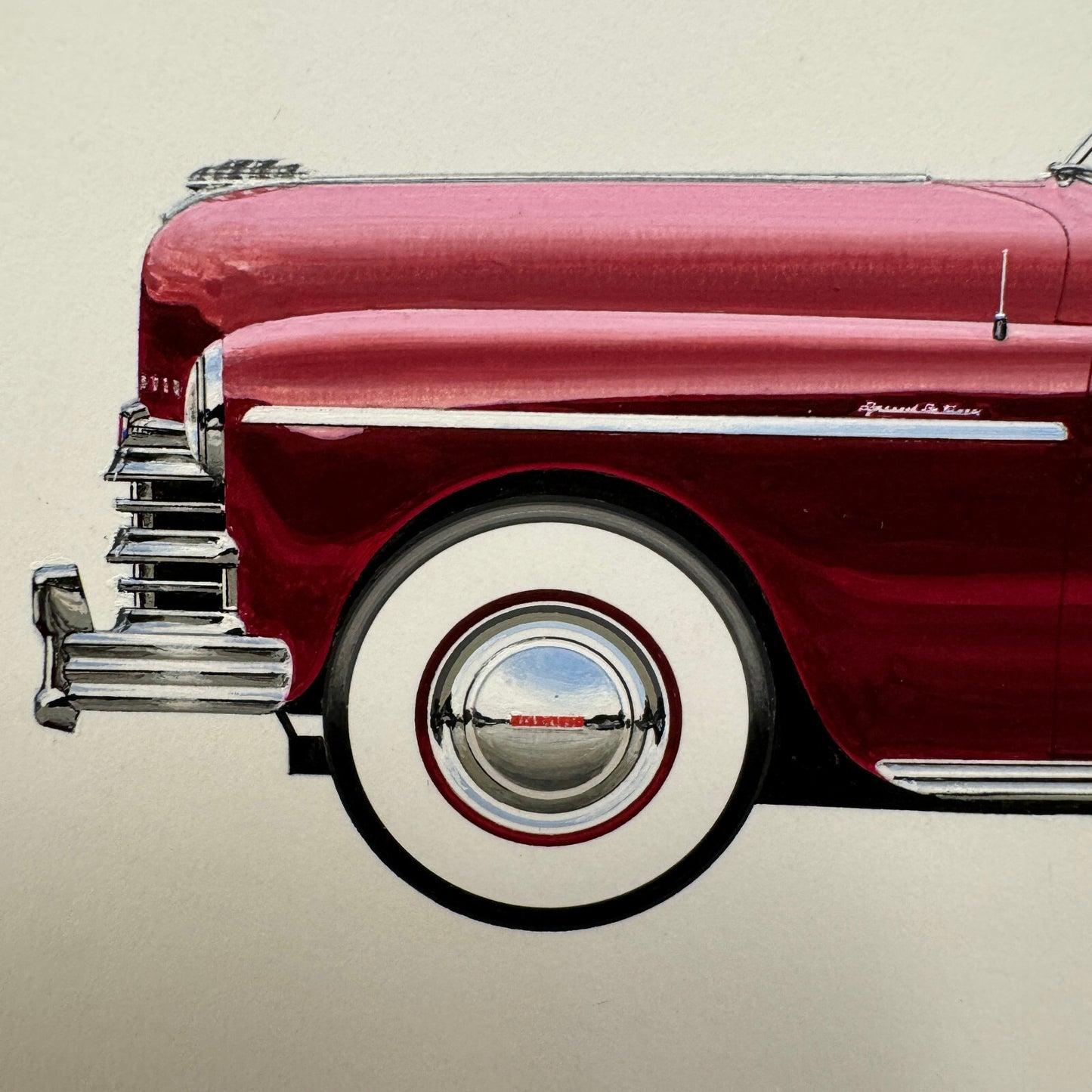 1949 Plymouth Special Deluxe Convertible Automobile Illustration Art Drawing