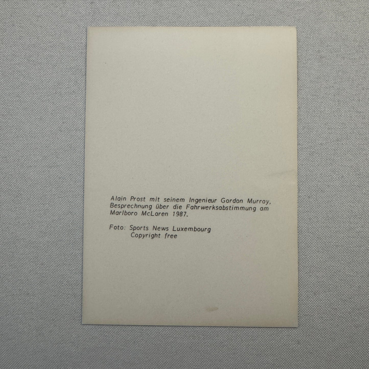 Alain Prost Gordon Murray Marlboro McLaren Racing Team Driver 1987 Photo