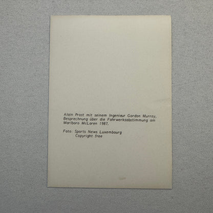 Alain Prost Gordon Murray Marlboro McLaren Racing Team Driver 1987 Photo