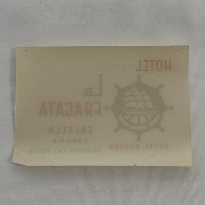 Vintage Spanish Hotel Label Spain Hotel La Fragata Costa Dorada