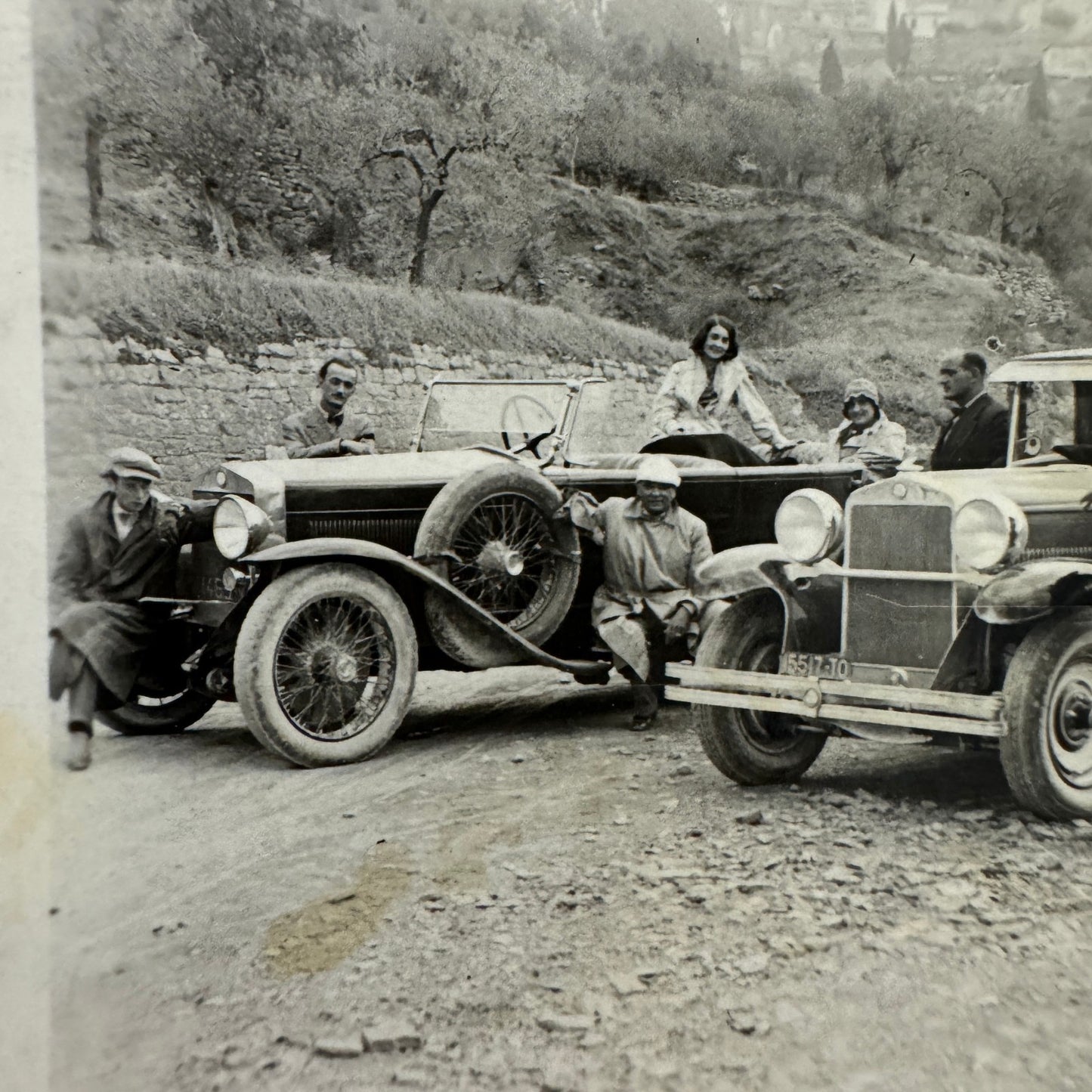 Vintage Photograph Photo Print People with Early Car Automobile European