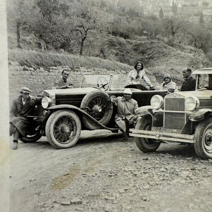 Vintage Photograph Photo Print People with Early Car Automobile European