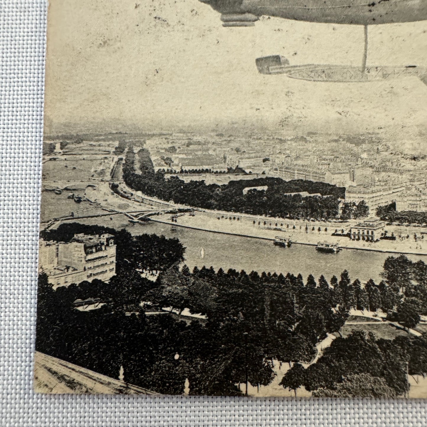 Vintage Zeppelin Airship Dirigible Postcard French Paris Eiffel Tower 1909