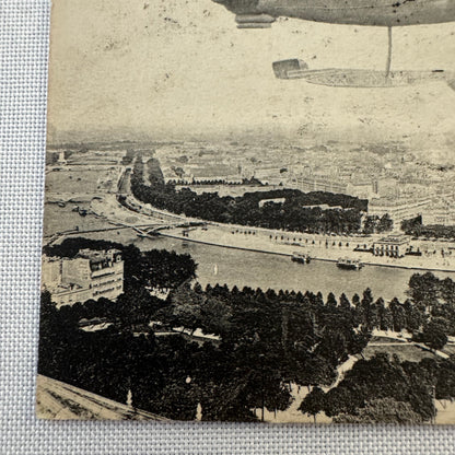 Vintage Zeppelin Airship Dirigible Postcard French Paris Eiffel Tower 1909