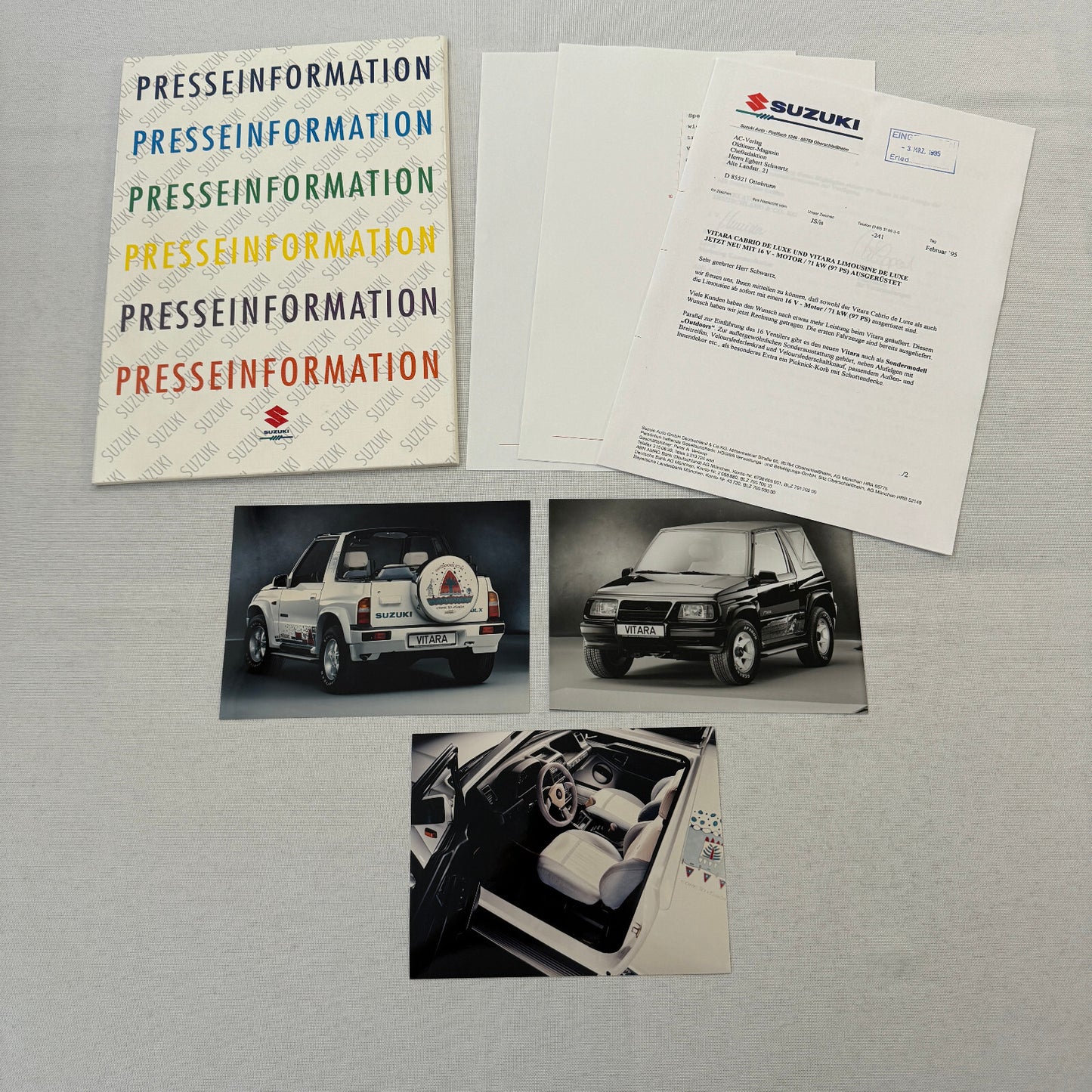 1995 Suzuki Vitara Press Kit German Text European Market Brochure Photos