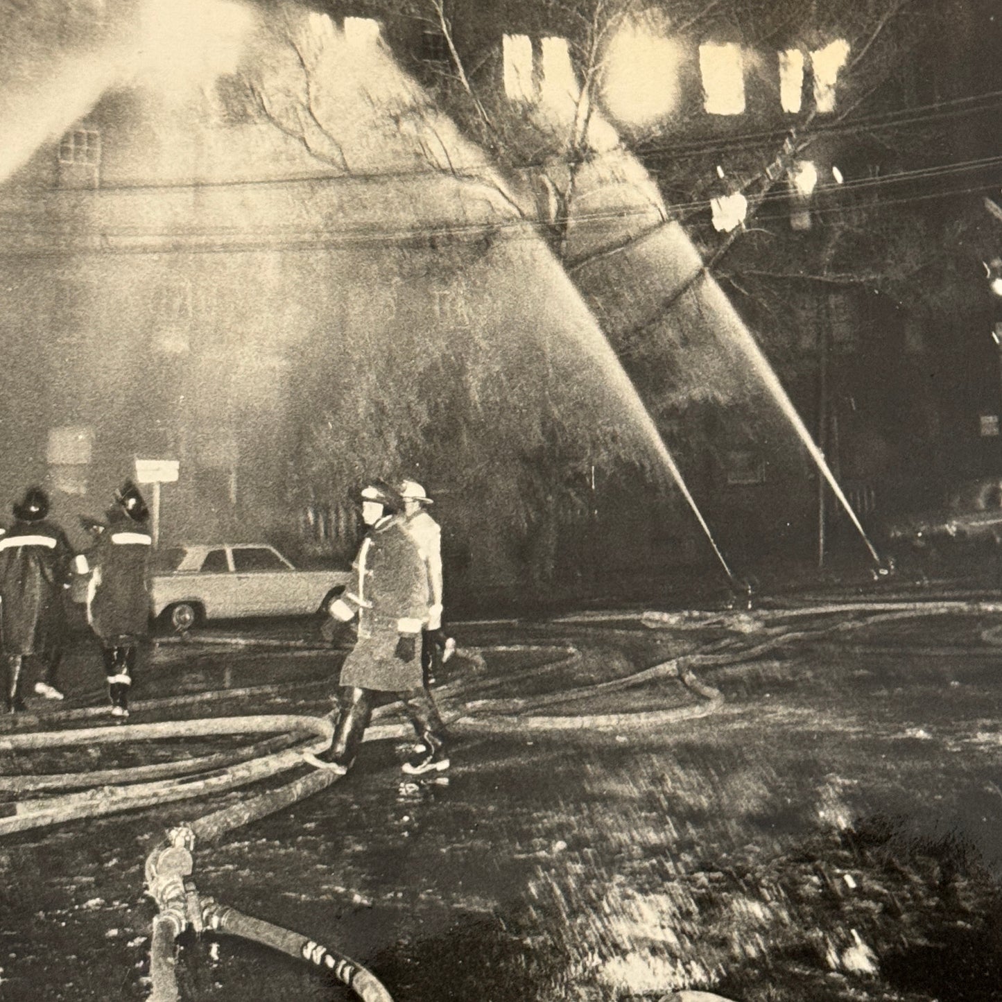 Firefighting Fire Fighter Fire Photo Photograph Print Vintage Fire Truck