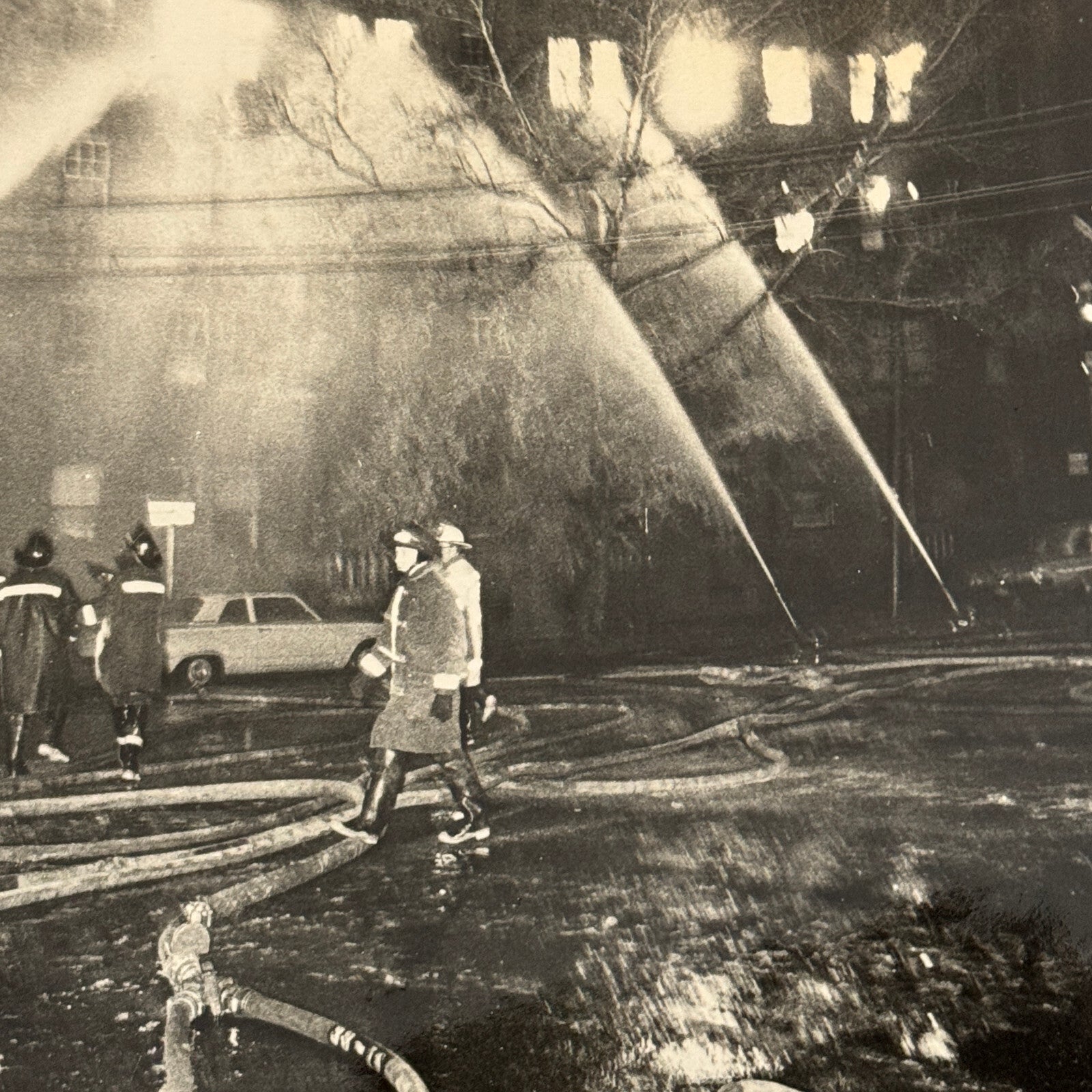Firefighting Fire Fighter Fire Photo Photograph Print Vintage Fire Truck
