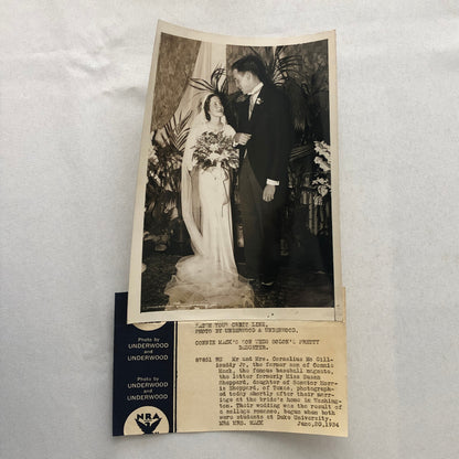 Press Photo Photograph Baseball Star Connie Mack Son Wedding 1934 Underwood
