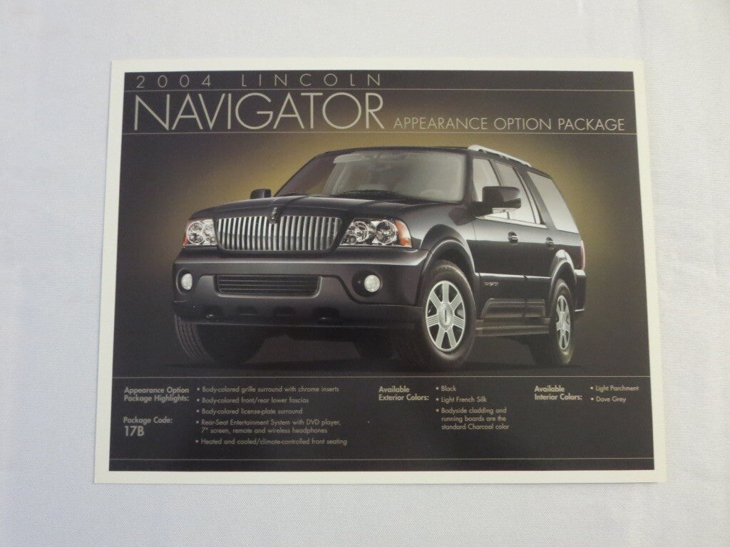 2004 Lincoln Navigator Sales Sheet Brochure Advertising 
