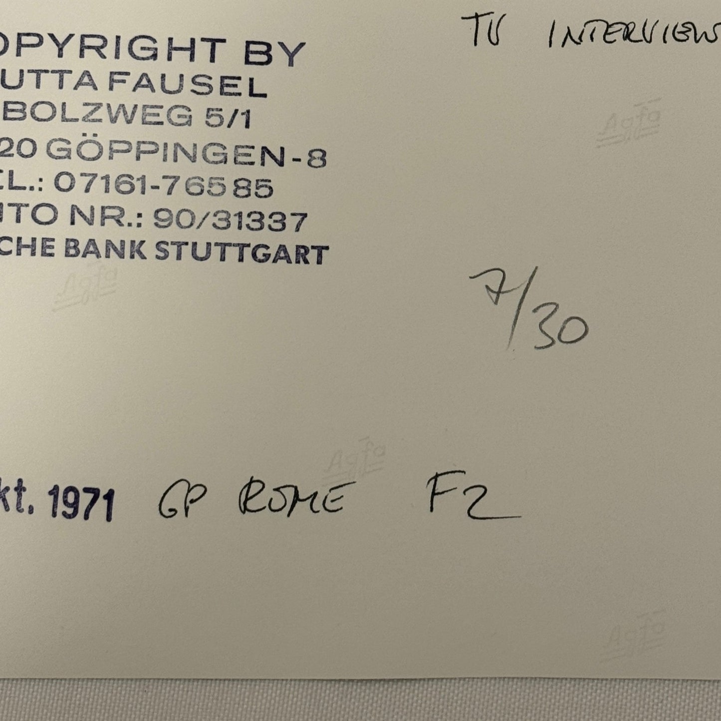 Vintage Racing Photo Juan Manuel Fangio Rome Grand Prix F2 Race Italy Motorsport