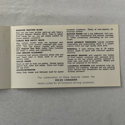 Volvo Canadian Series Car Sales Brochure Catalog Vintage Advertising