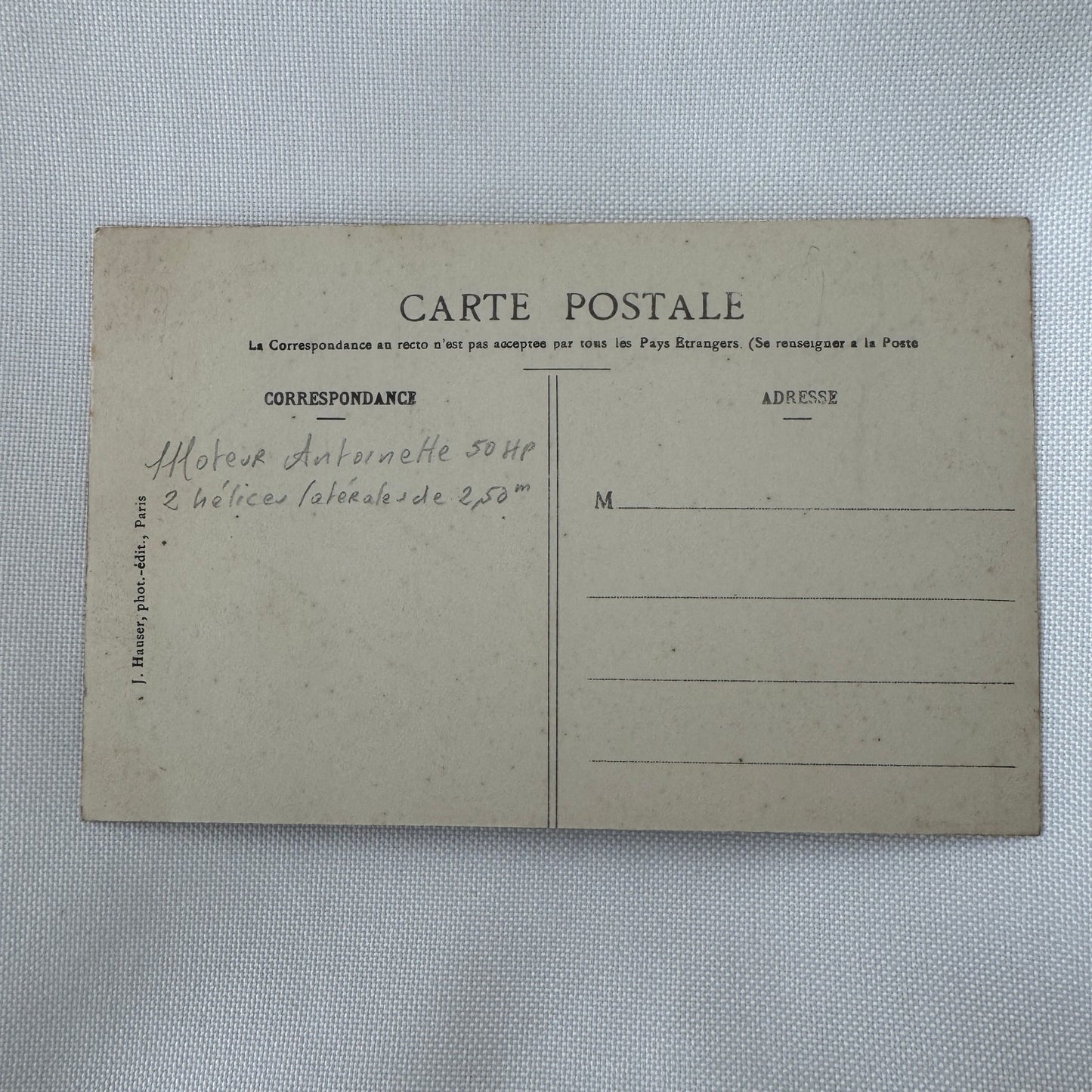 Vintage Zeppelin Airship Dirigible Postcard Post Card French Nulli Secundus