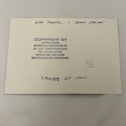 Vintage Racing Photo Ken Tyrrell Jackie Stewart 1972 Spanish Grand Prix Race