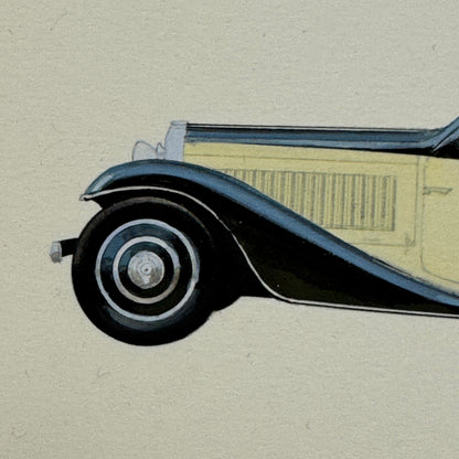 Bugatti Car Illustration Art Drawing Hand Drawn Vintage Miniature Detailed