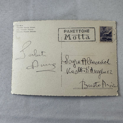 Vintage Italian Street Postcard Post Card Roma Rome Via Vittorio Veneto Car