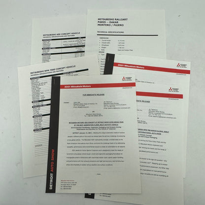 2001 Mitsubishi Concept Car Press Kit ASX Ralliart Montero Pajero Lancer