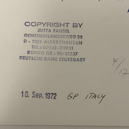 Vintage Racing Photo 1972 Italian Grand Prix Race Ronnie Peterson Wife Fran