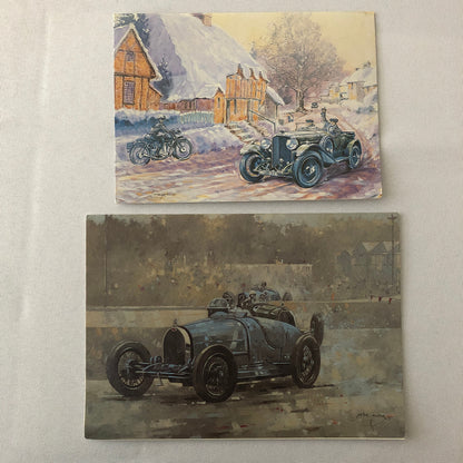 Vintage Car Automobile Art Greeting Card Lot of 8 Bentley + UK Christmas