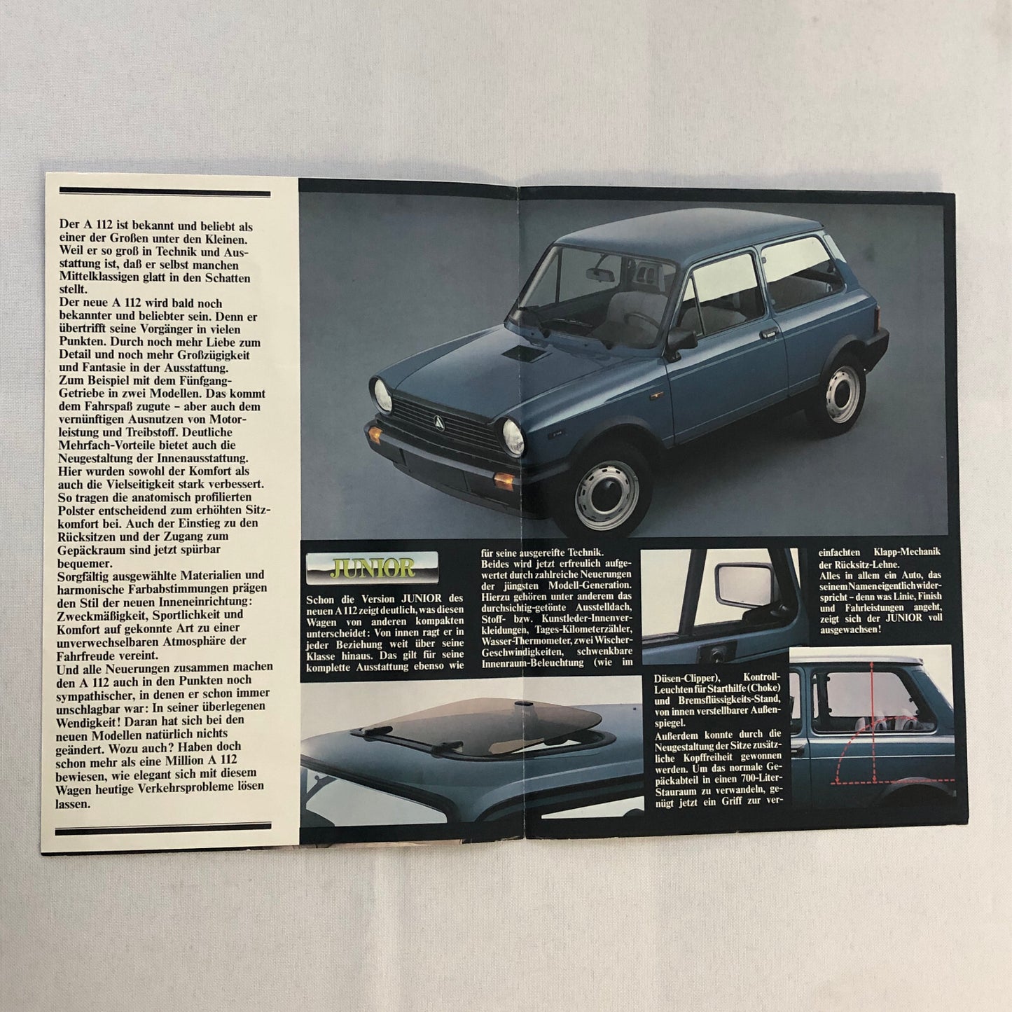Lancia A112 Car Sales Brochure Catalog Vintage GERMAN Lancia A 112 Abarth