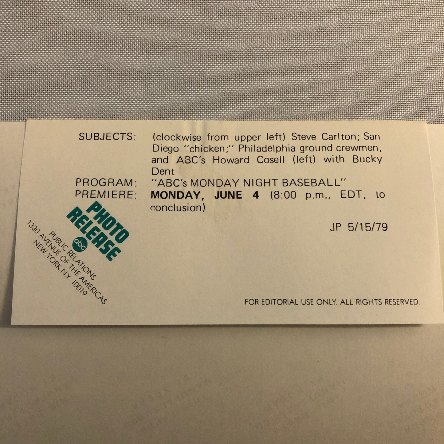 1979 Baseball Season Press Photograph Howard Cosell Bucky Dent Phillies +