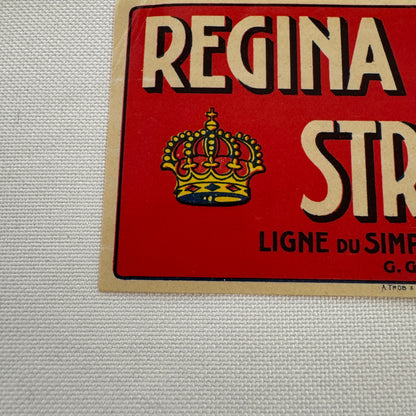 Vintage Travel Luggage Label Hotel Regina Palace Stresa Ligne du Simplon