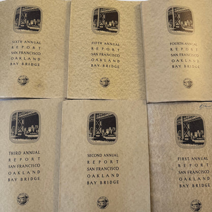 San Francisco Oakland Bay Bridge Annual State Report Book Lot 6x 1934 - 1939