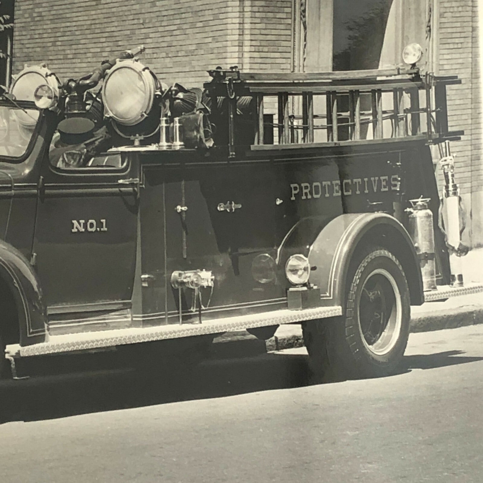 Vintage GMC Fire Truck Aparatus Photo Photograph Print 1945 Public Works 