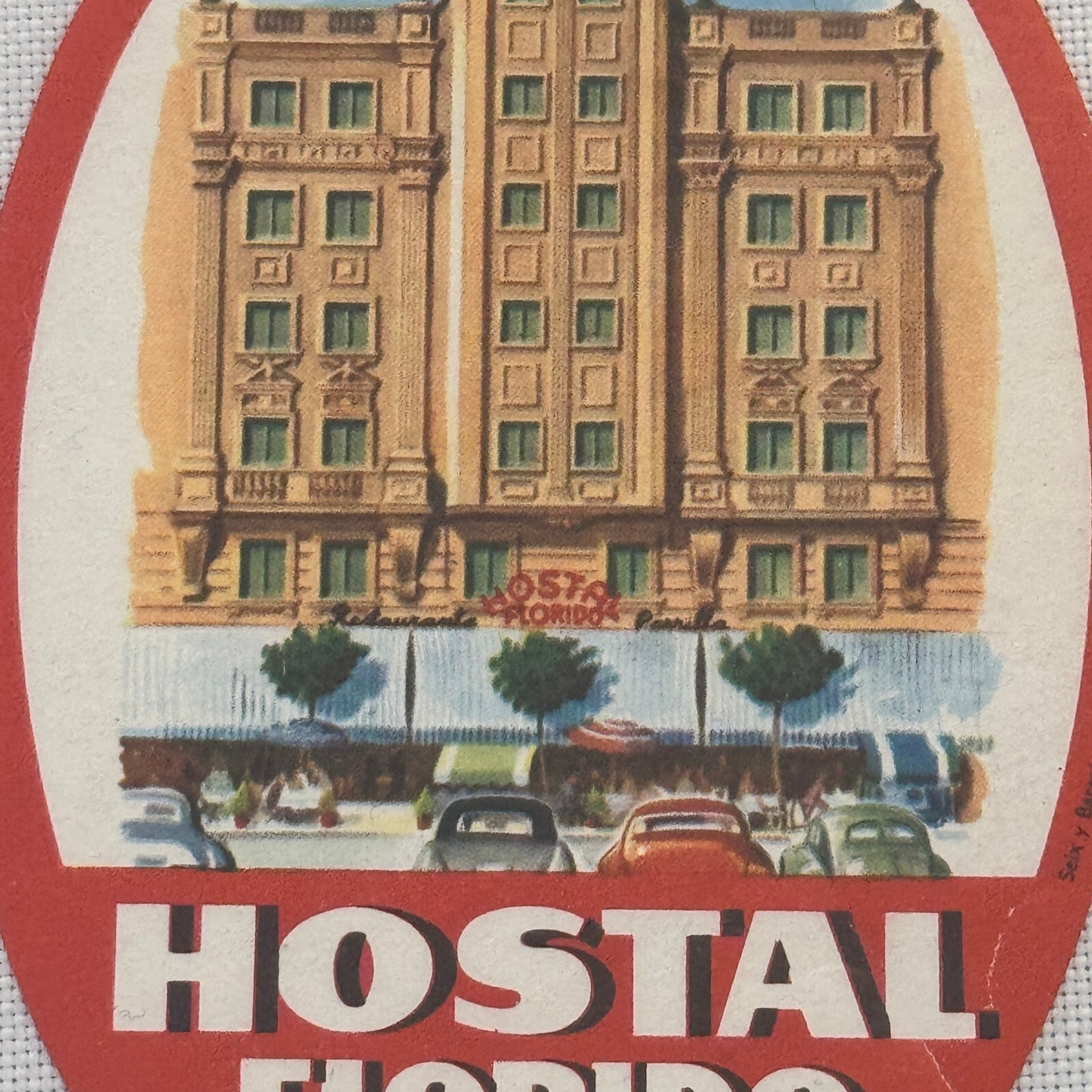 Vintage Hotel Travel Label Hotel Hostal Florido Valladolid Mexico Mexican