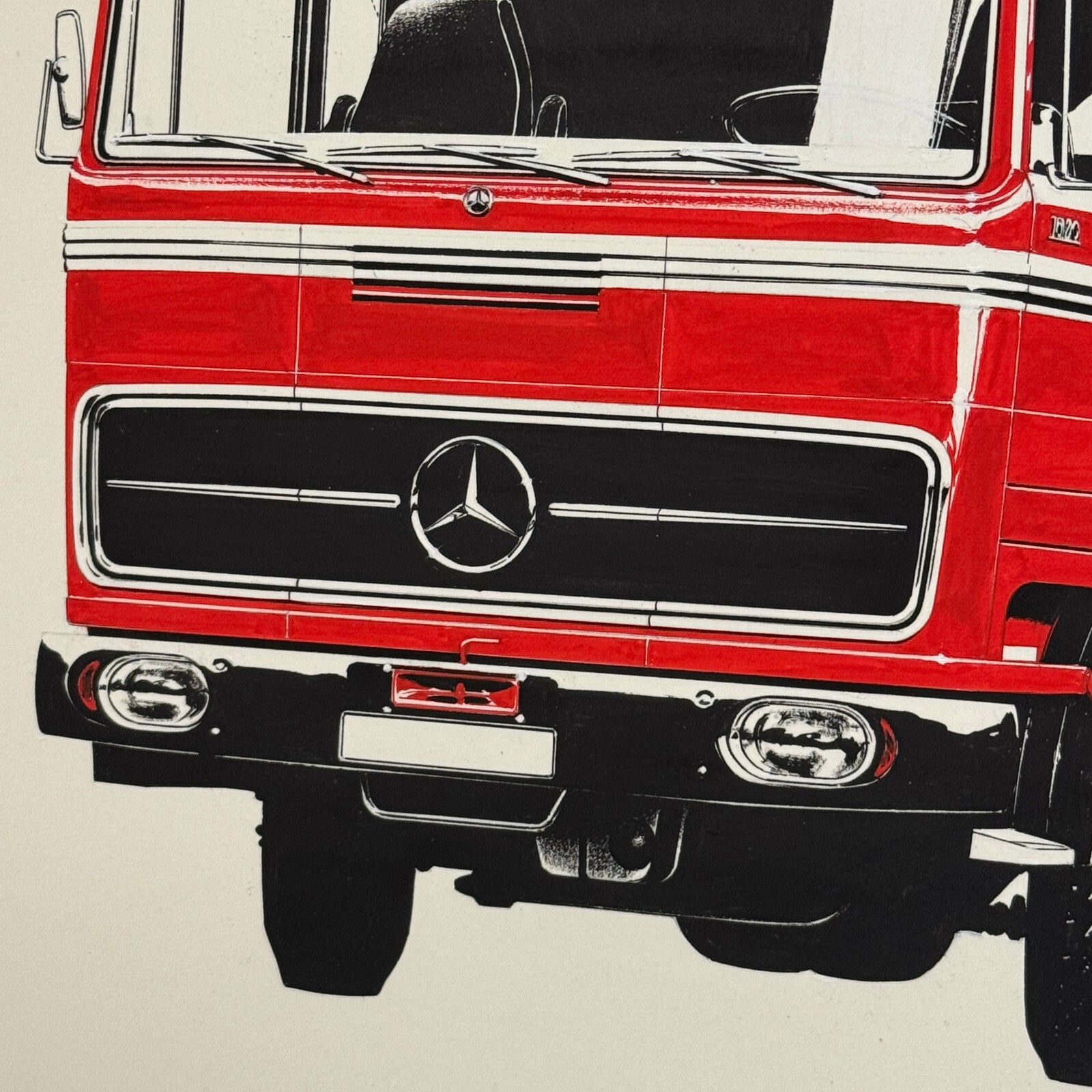 Mercedes Benz Truck Illustration Art Drawing Hand Drawn Robert Preis Vintage