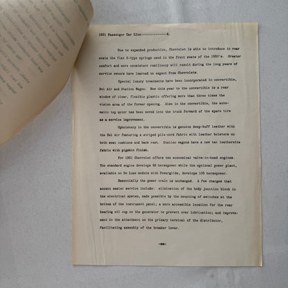 1951 Chevrolet Car General Motors Factory Press Release Document Letter Lot of 2