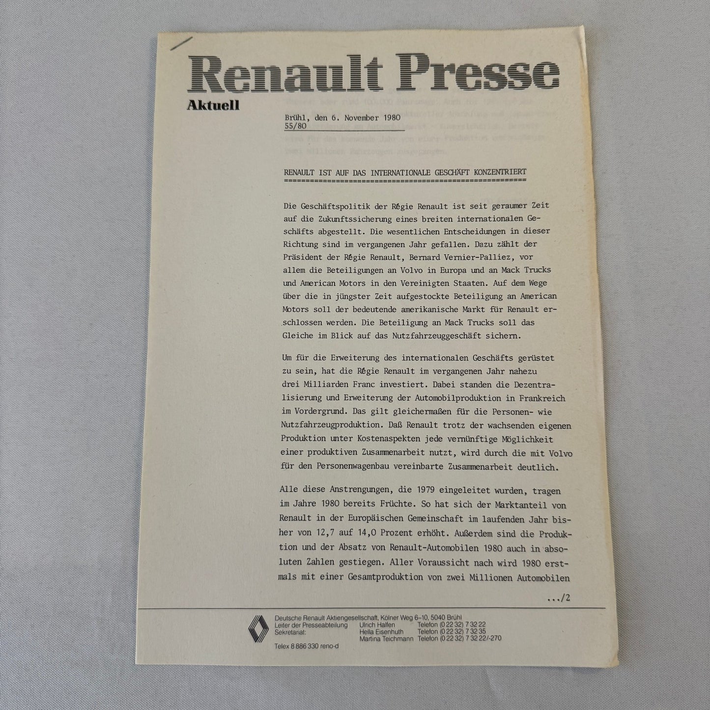 1979 Renault Annual Report Corporate Brochure GERMAN Language