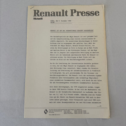 1979 Renault Annual Report Corporate Brochure GERMAN Language